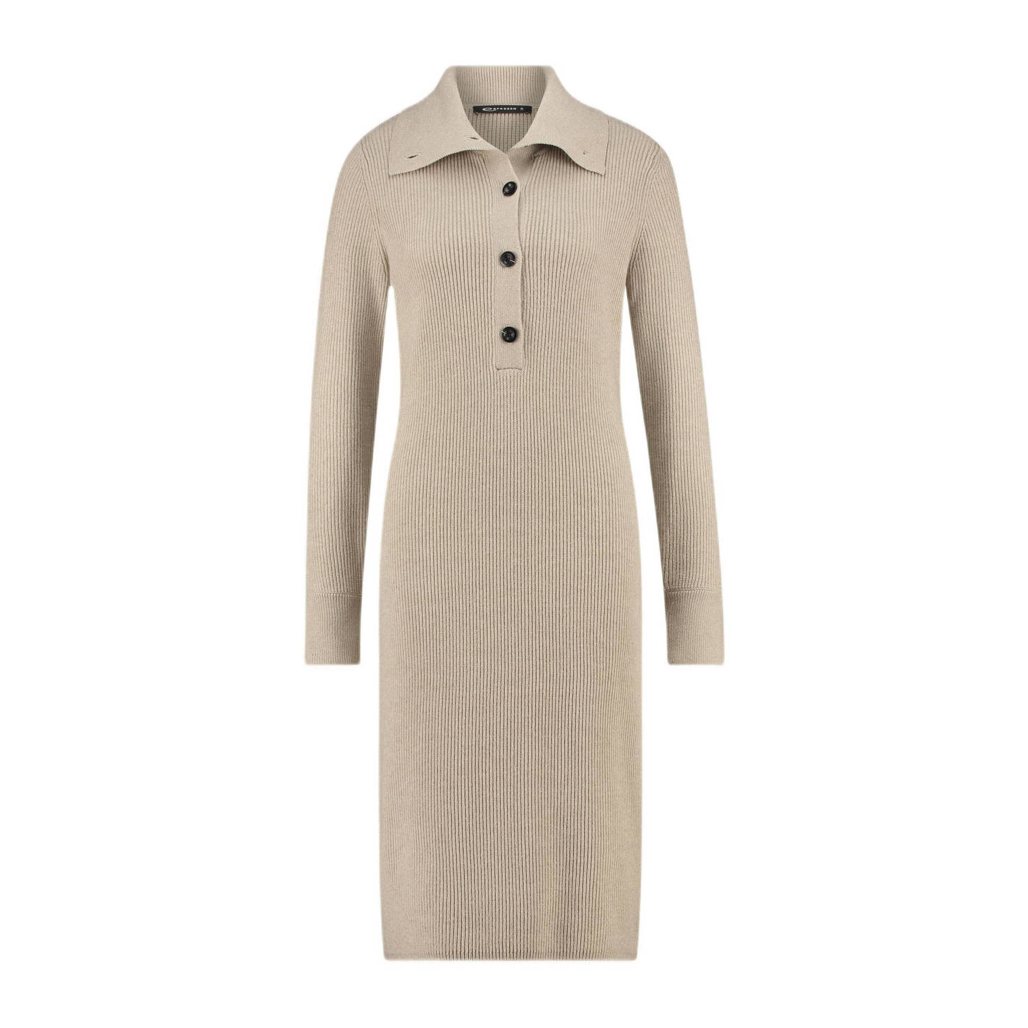 Expresso ribgebreide jurk beige