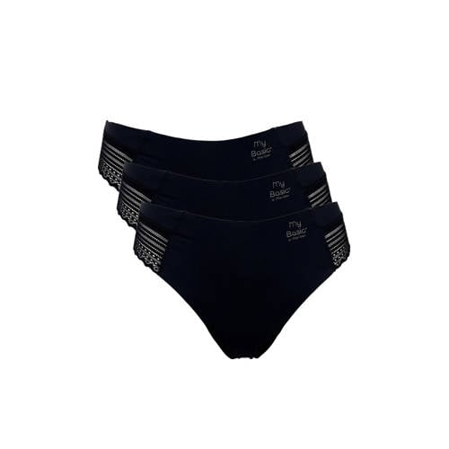 My Basic by After Eden seamless string met kant (set van 3) zwart afbeelding