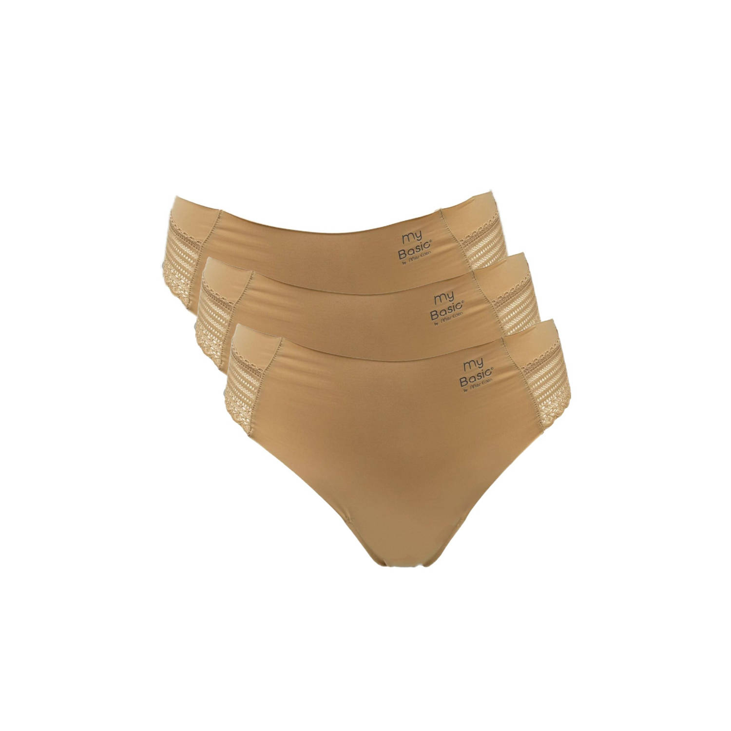 My Basic by After Eden naadloze string met kant (set van 3) Beige