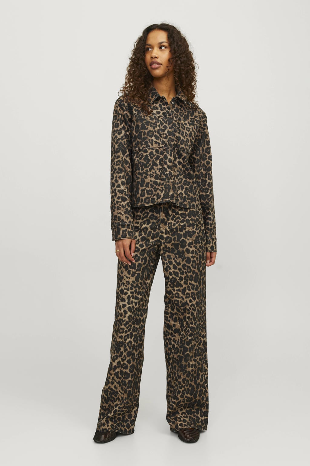 JJXX high waist wide leg jeans met panterprint
