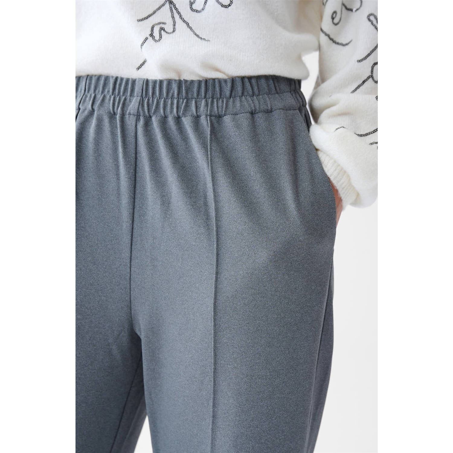 Shoeby high waist straight fit pantalon grijs