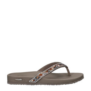 Meditation Arch Fit  teenslippers met strass taupe