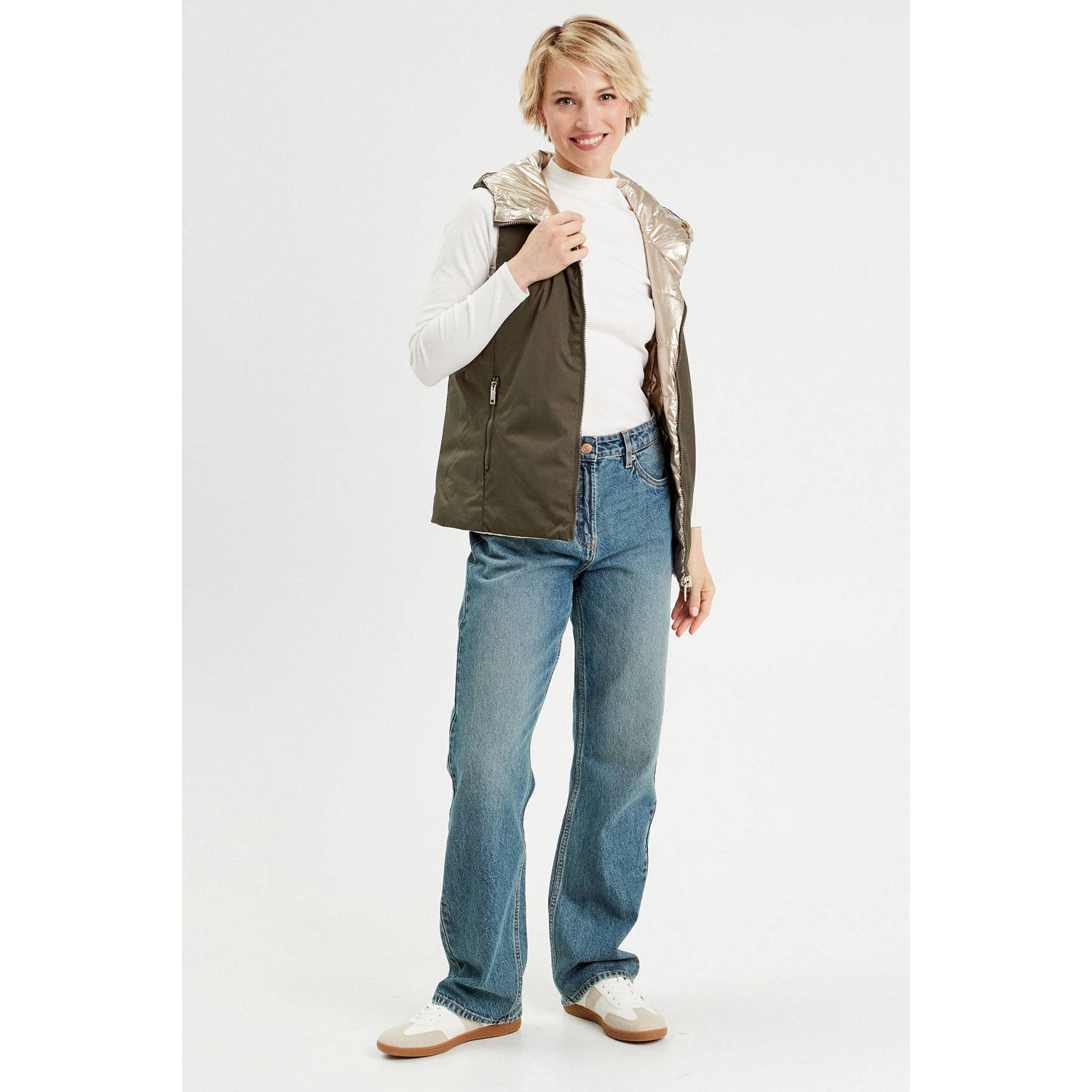 Cache bodywarmer kaki goud