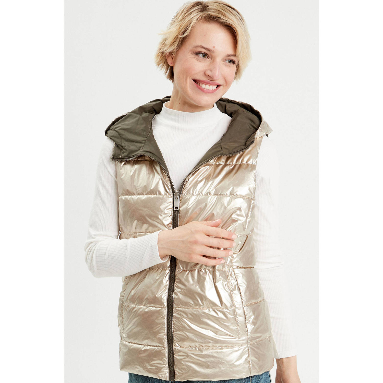 Cache bodywarmer kaki goud