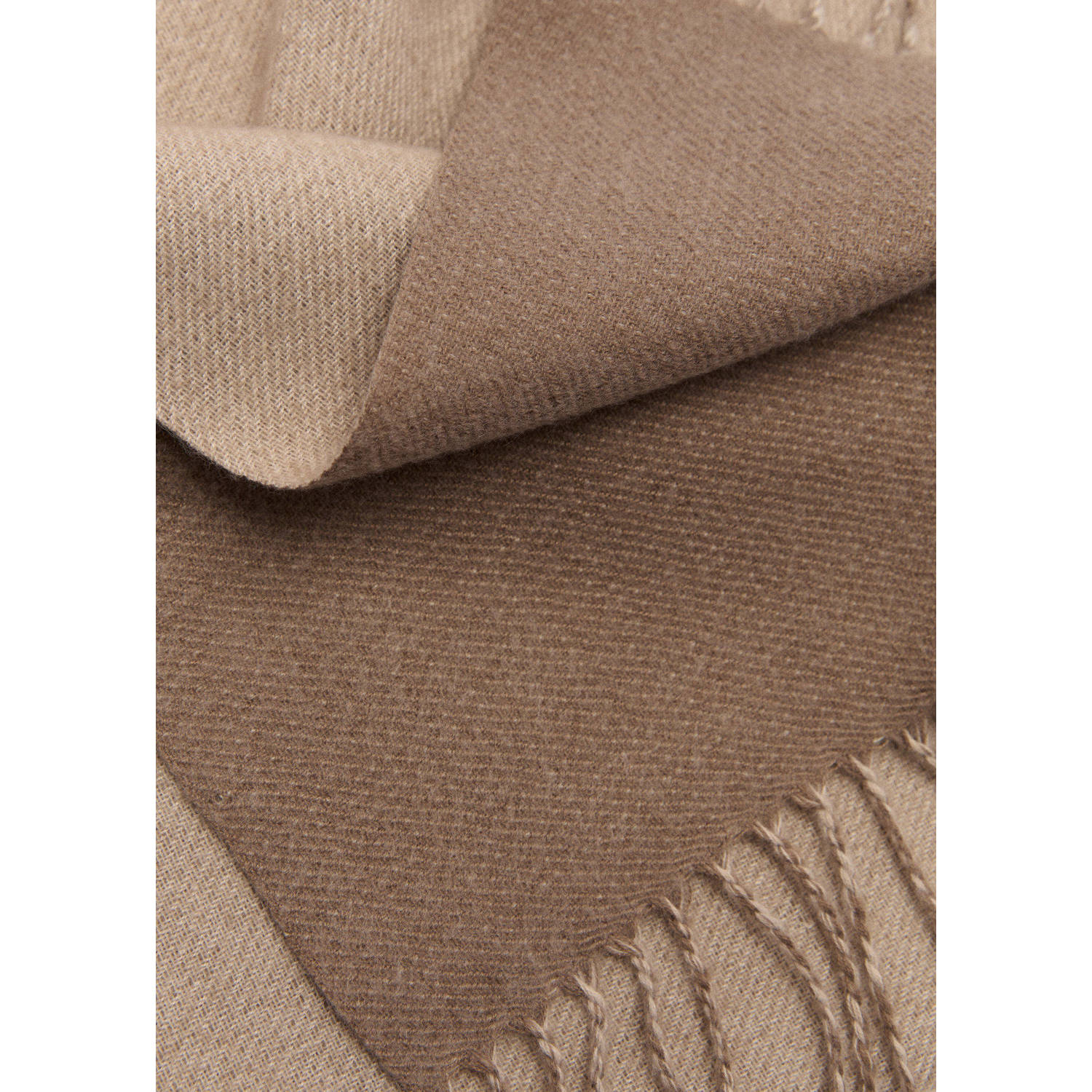 Mango Man sjaal met franjes beige