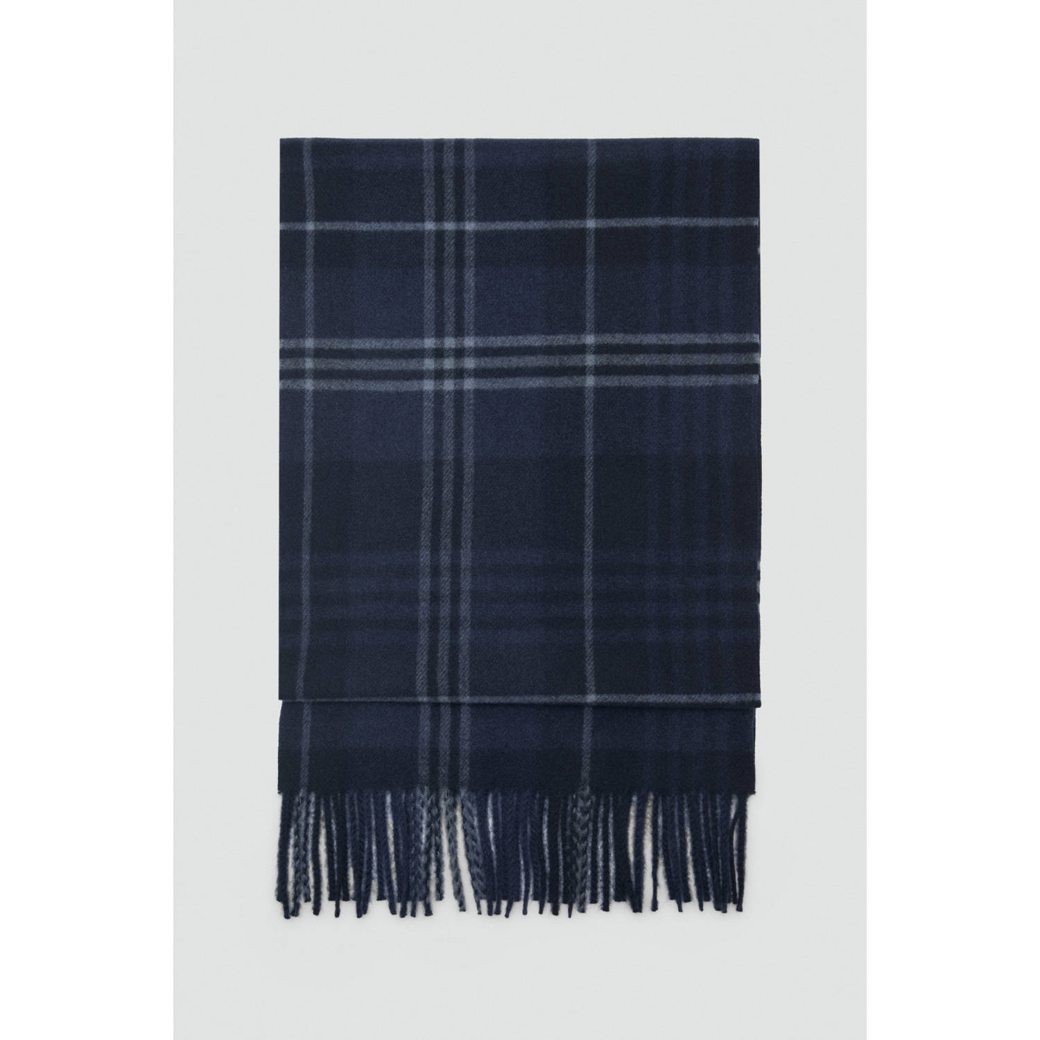 Mango Man geruite sjaal donkerblauw