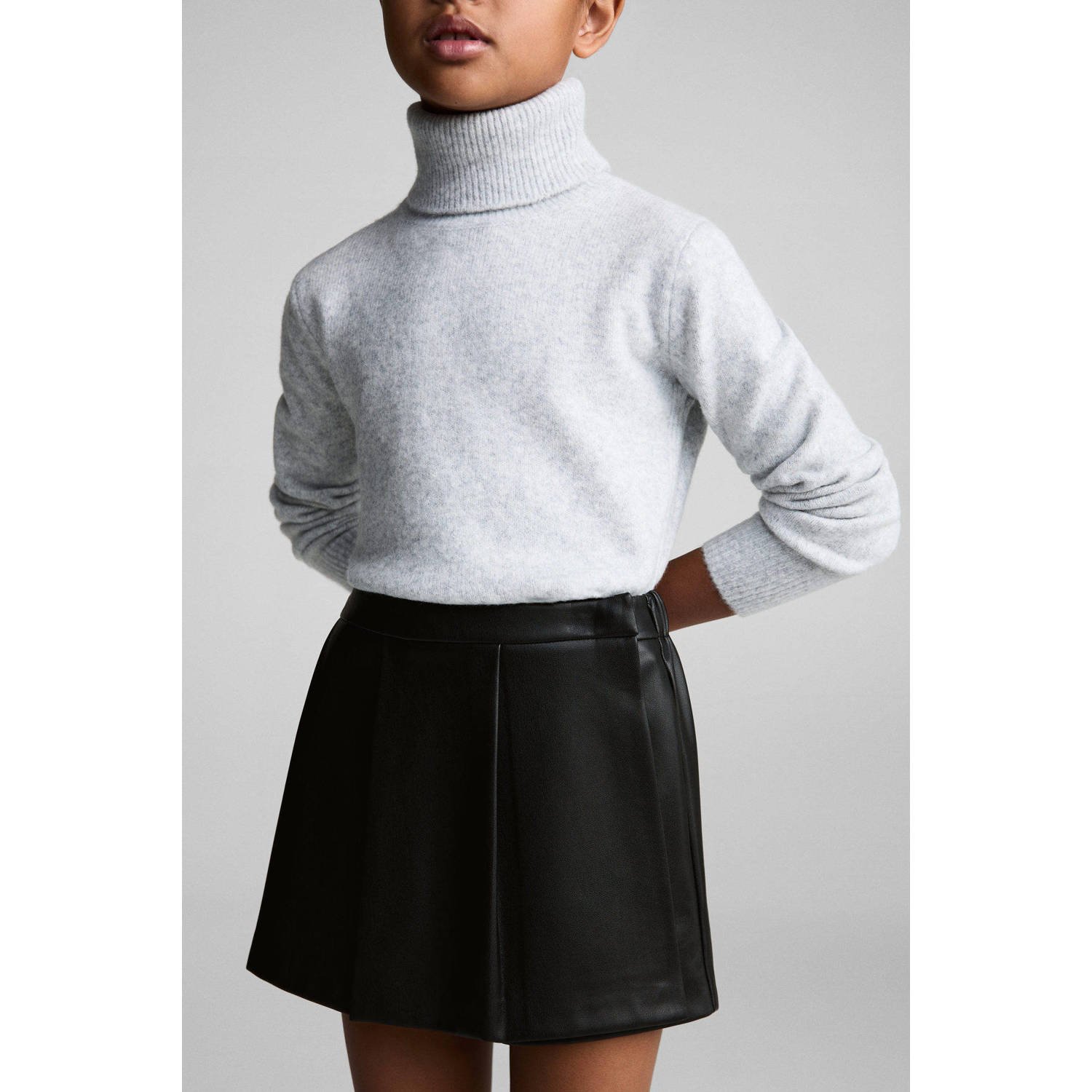 Mango Kids imitatieleren skort zwart