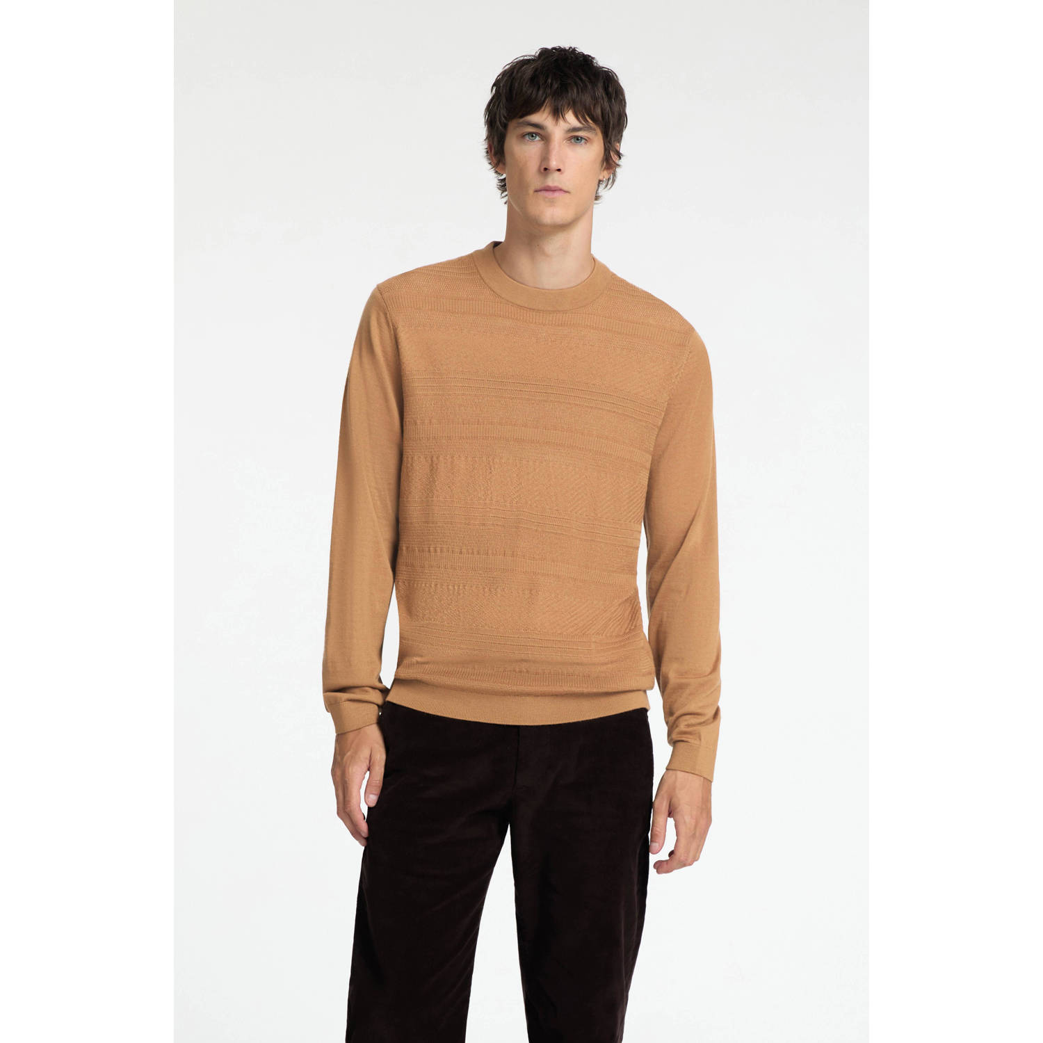 SELECTED HOMME wollen gebreide trui bruin