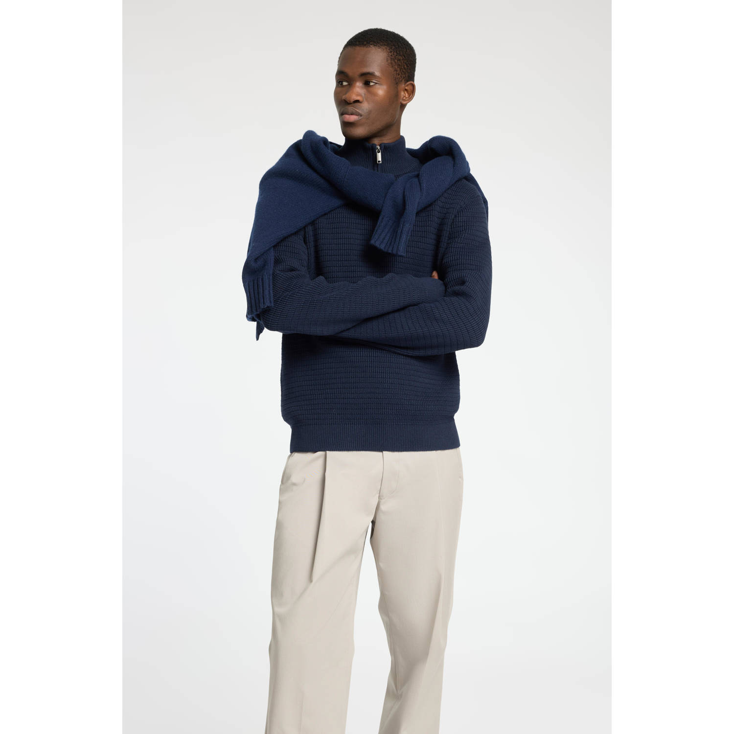 SELECTED HOMME gebreide trui SLHTHEO donkerblauw