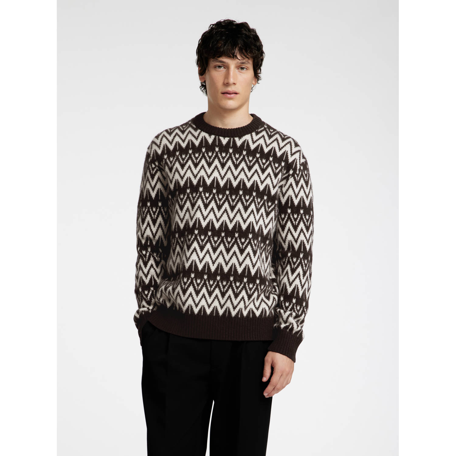SELECTED HOMME wollen gebreide trui donkerbruin