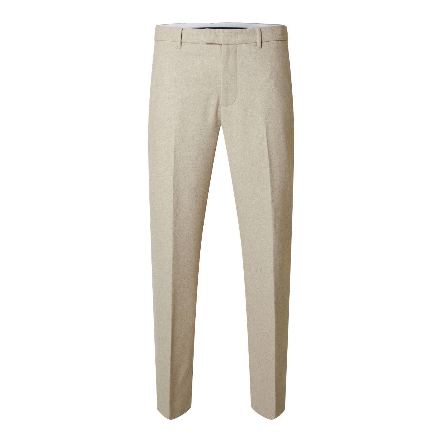 SELECTED HOMME straight fit pantalon SLH196-STRAIGHT met wol beige
