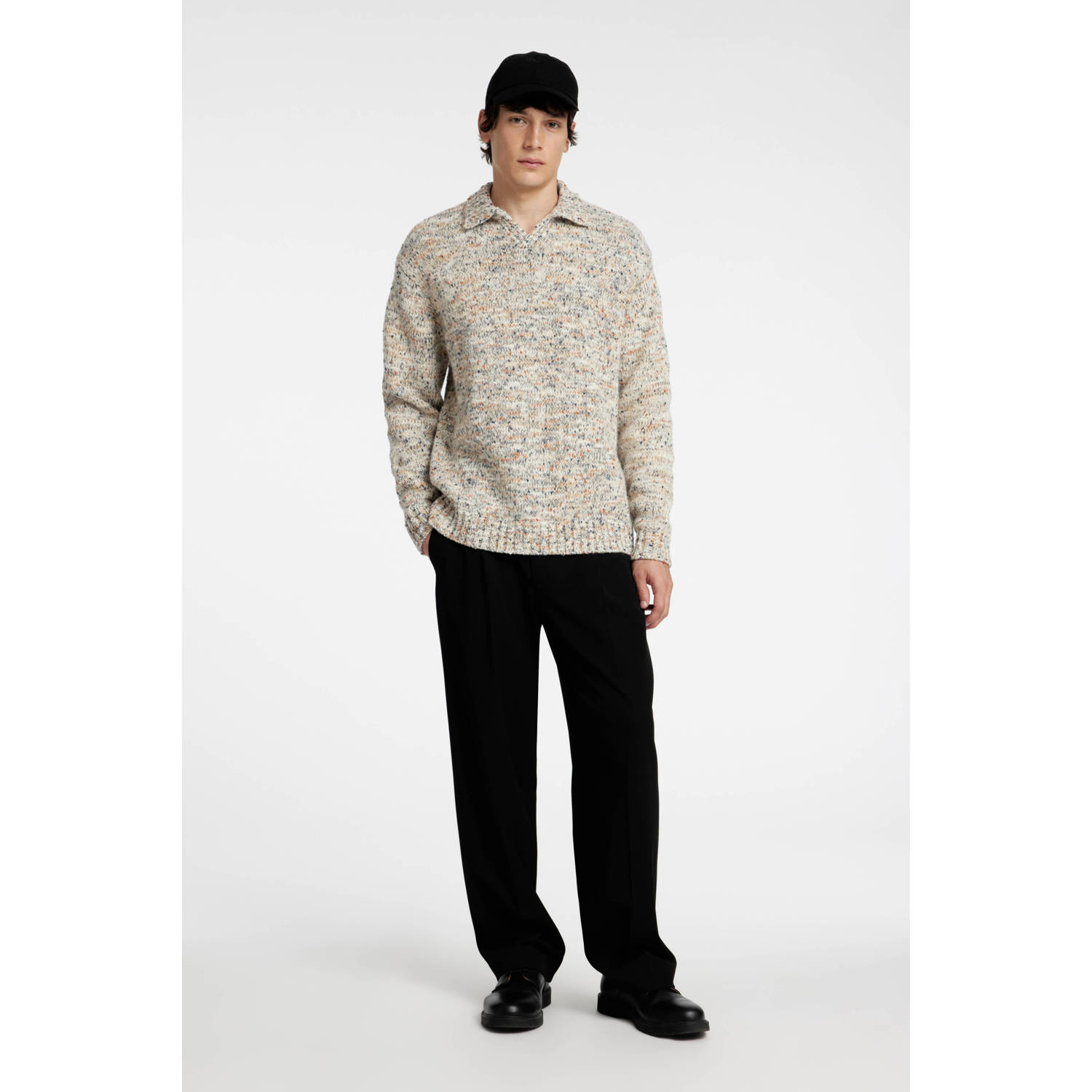 SELECTED HOMME wol gebreide trui ecru