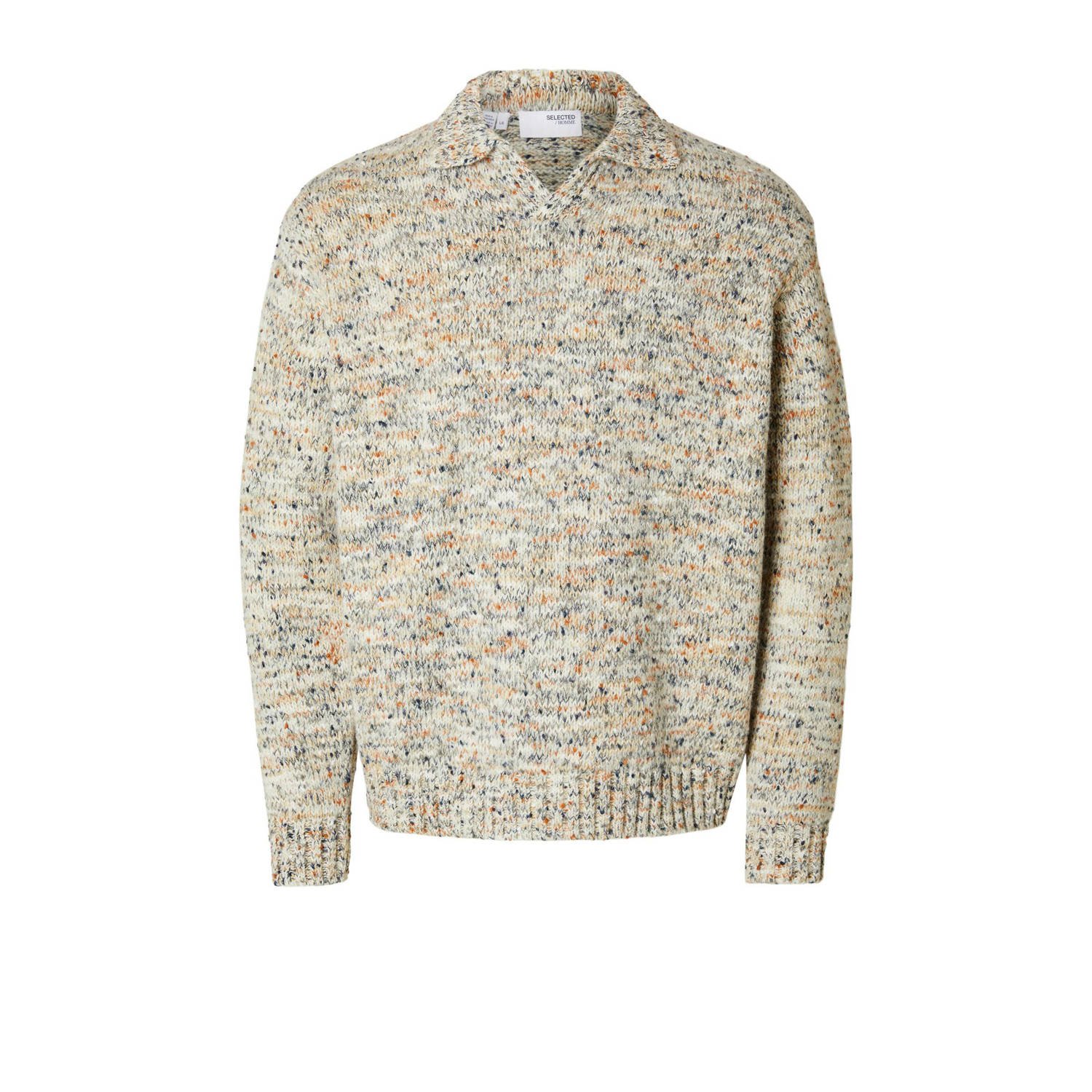 Selected Homme Relaxed Multi Open Gebreide Trui Beige Heren