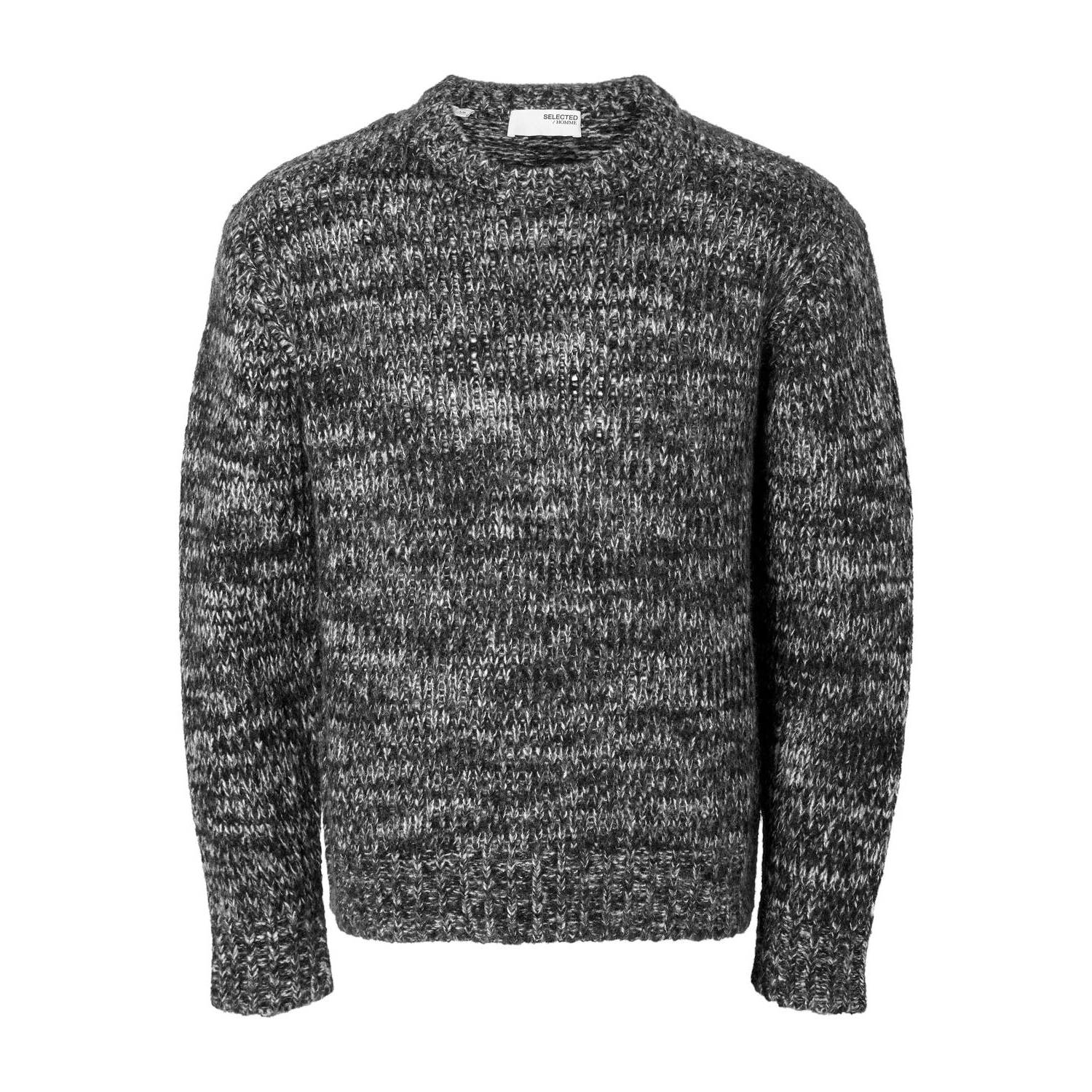 SELECTED HOMME wol gebreide trui zwart