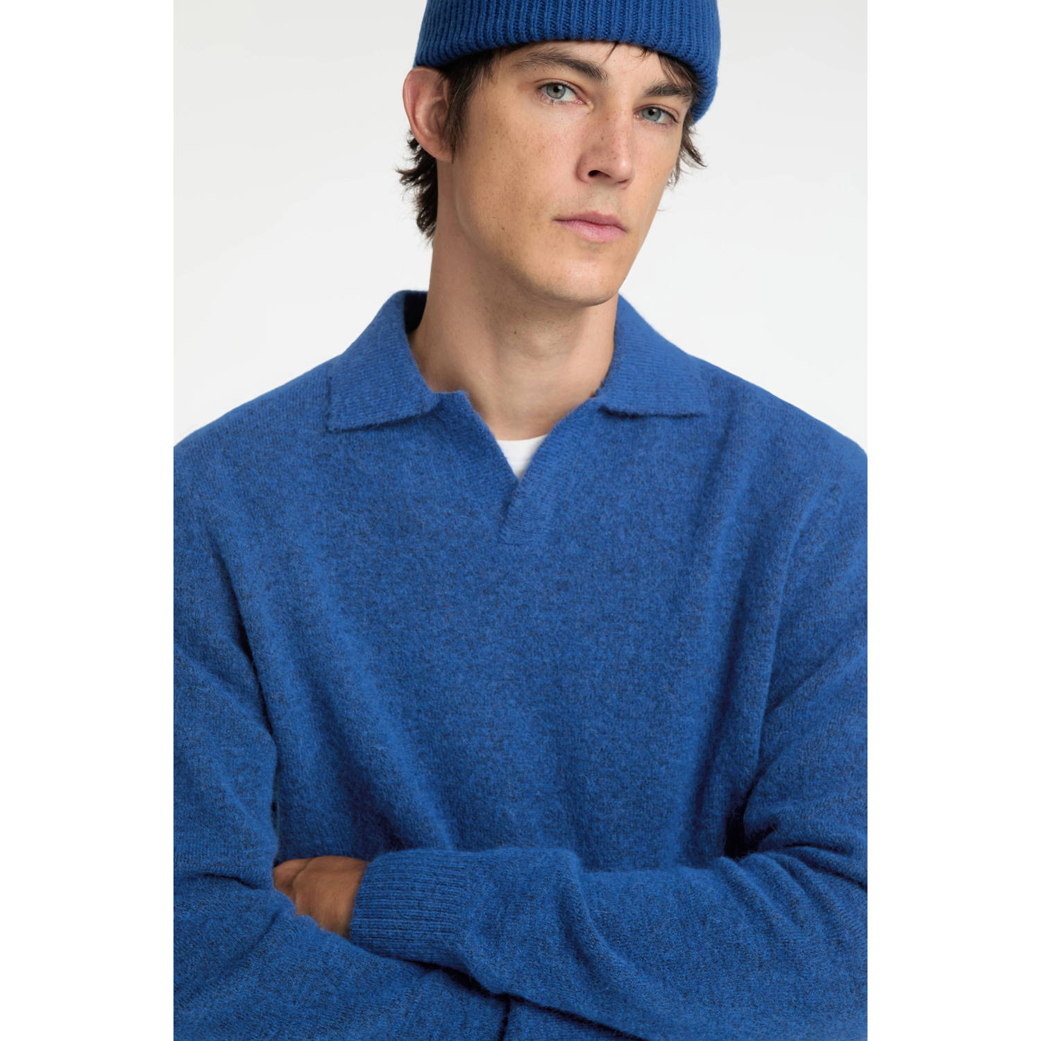 SELECTED HOMME wol gebreide trui SLHRAI blauw