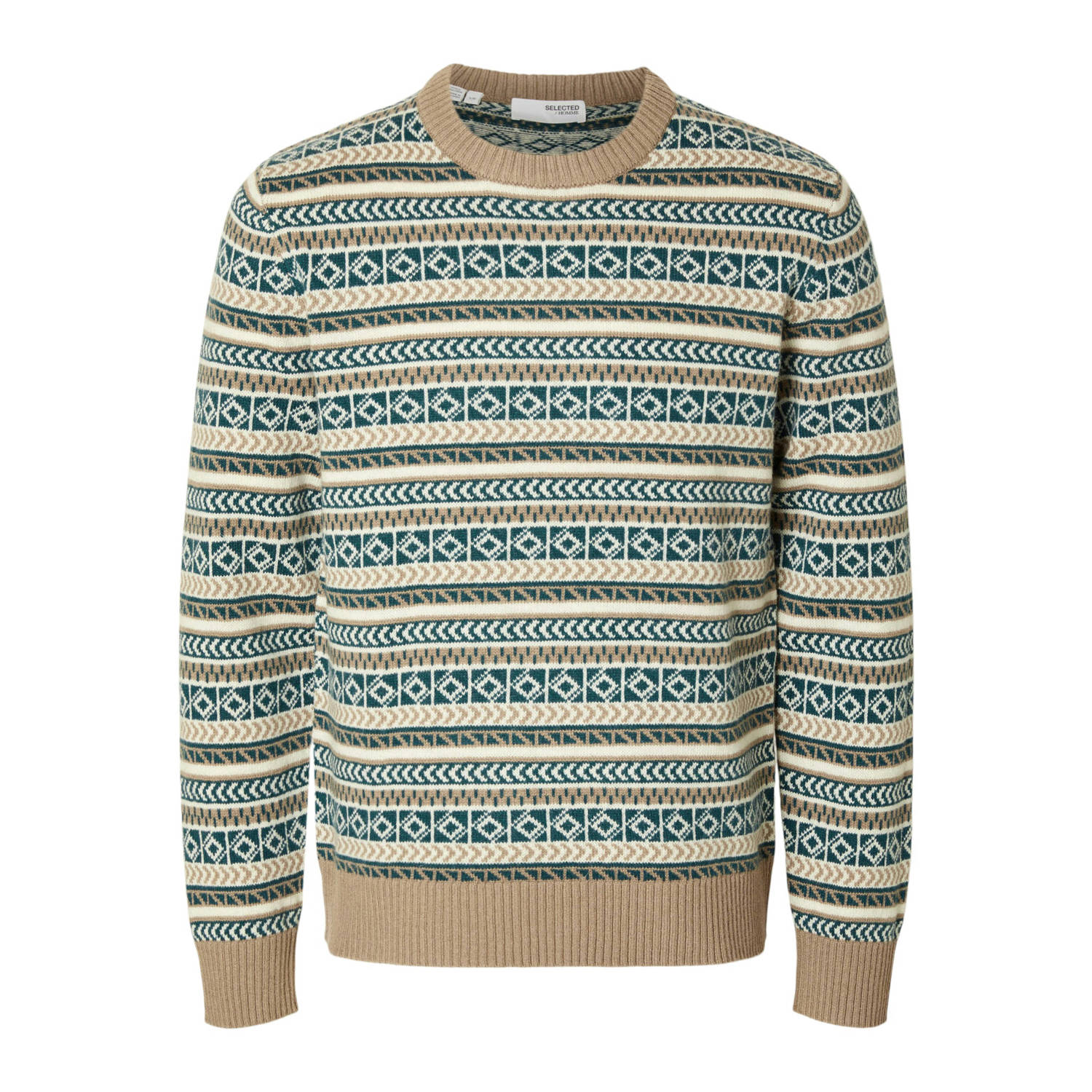 SELECTED HOMME wol gebreide trui SLHFADE bruin