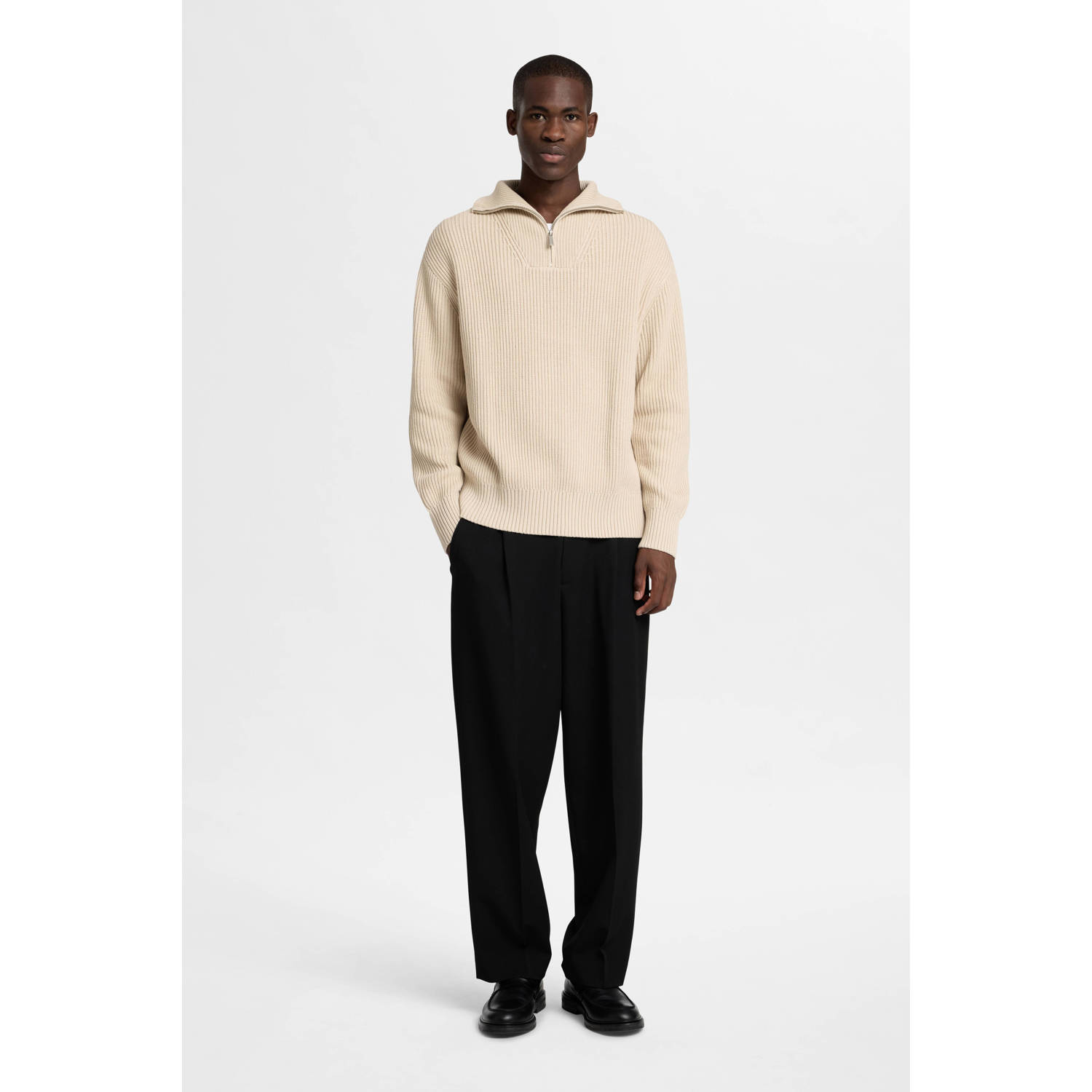 SELECTED HOMME gebreide trui SLHDRY beige
