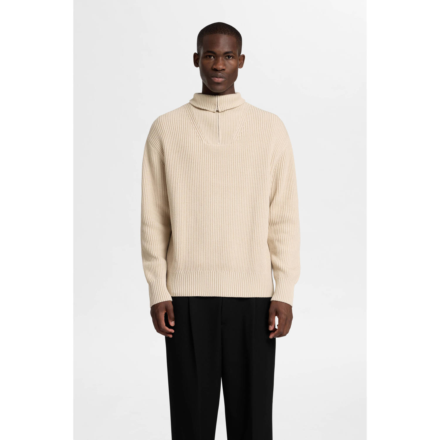 SELECTED HOMME gebreide trui SLHDRY beige