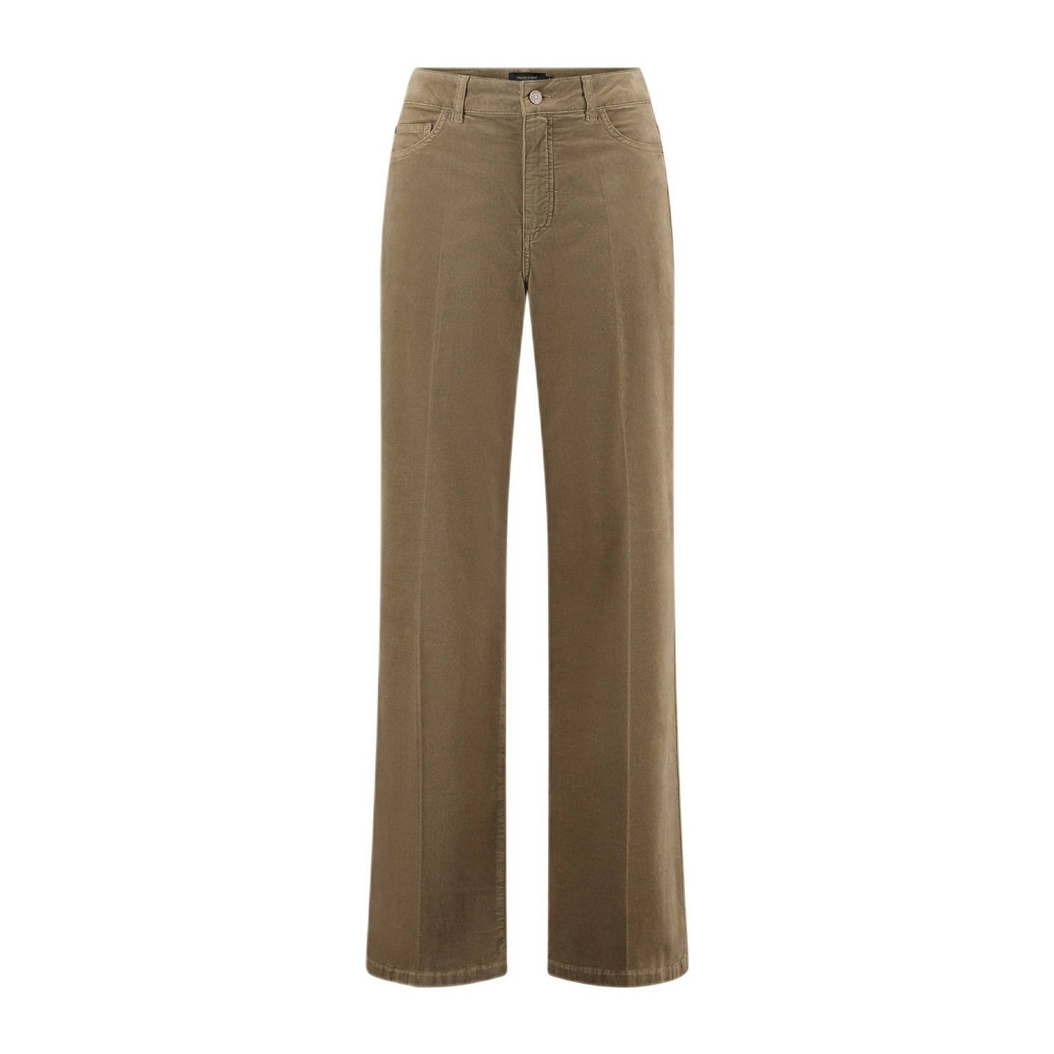 Claudia Sträter velours wide leg broek bruin