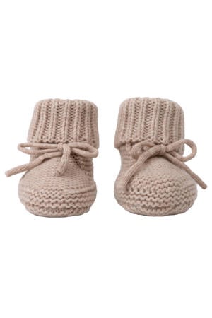 wollen baby slofjes beige