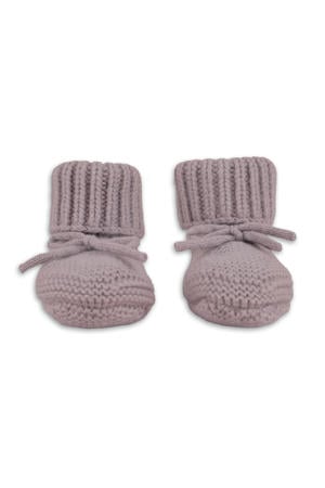 wollen baby slofjes lila
