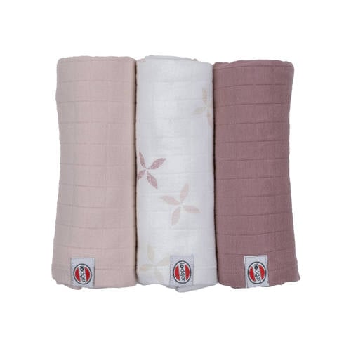 Lodger hydrofiele swaddle Solid Matcha Rose - set van 3 roze/oudroze afbeelding