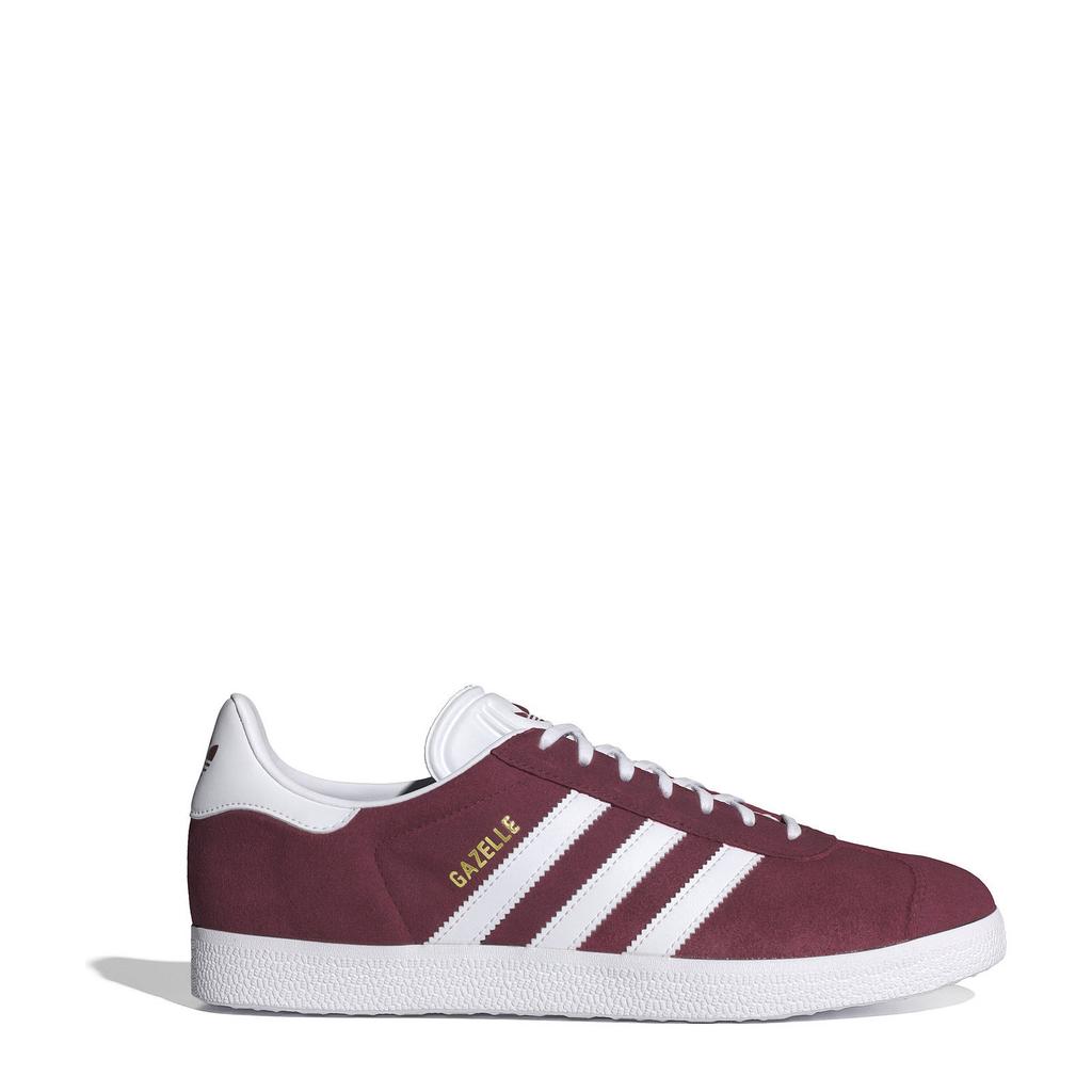 Donkerrood en witte unisex adidas Originals Gazelle sneakers van suede/voering: mesh/voetbed: ortholite met veters