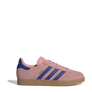 thumbnail: Oudroze en donkerblauwe unisex adidas Originals Gazelle sneakers gum van suede/voering: mesh/voetbed: ortholite met veters en effen
