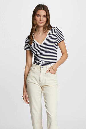 gestreept T-shirt ecru