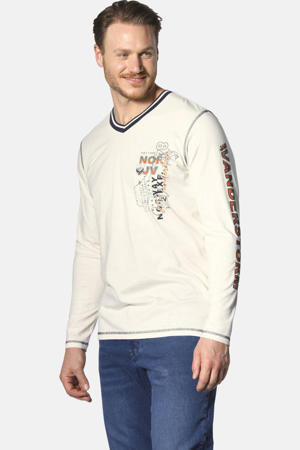 longsleeve RAGNHILD Plus Size met contrastbies ecru