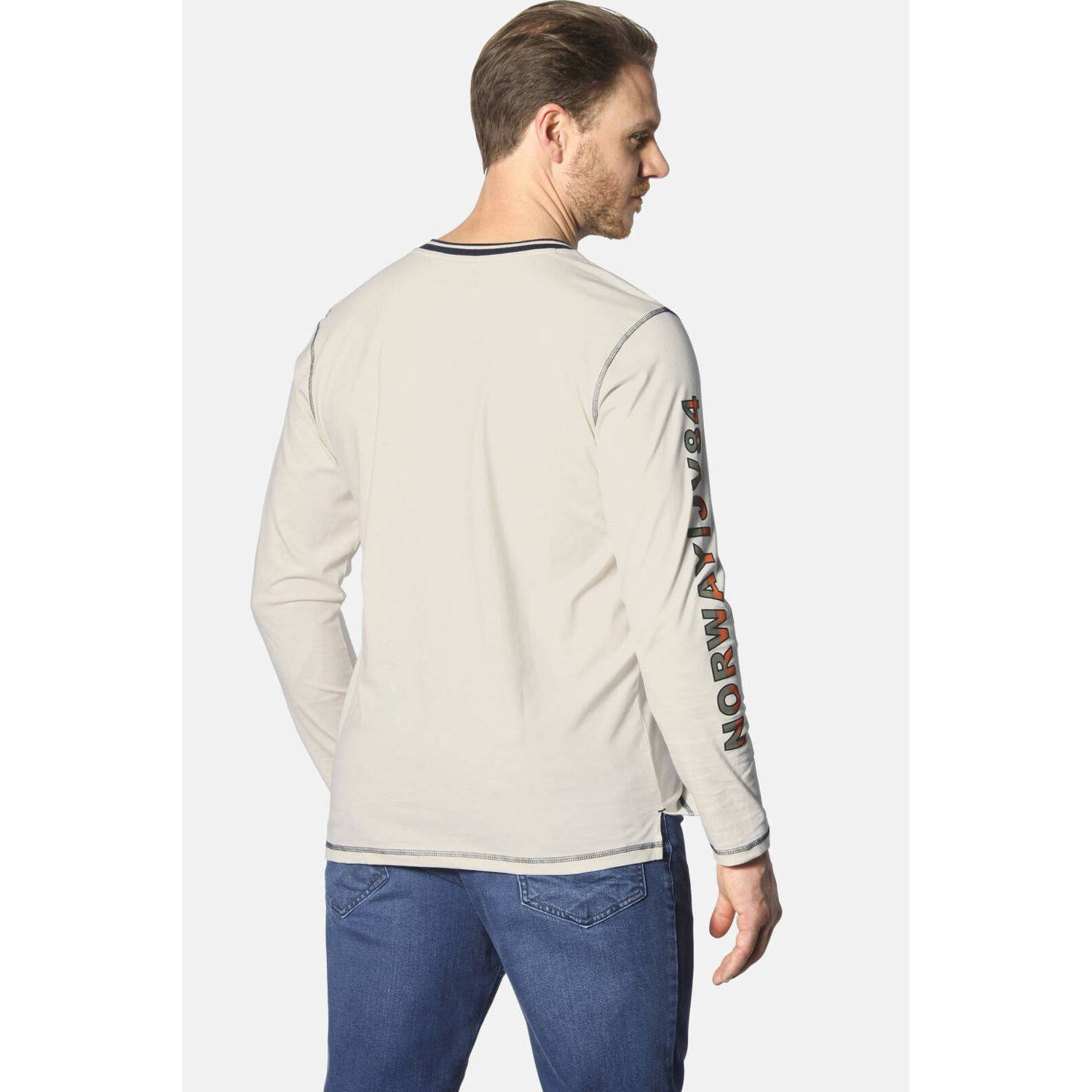 Jan Vanderstorm longsleeve RAGNHILD Plus Size met contrastbies ecru
