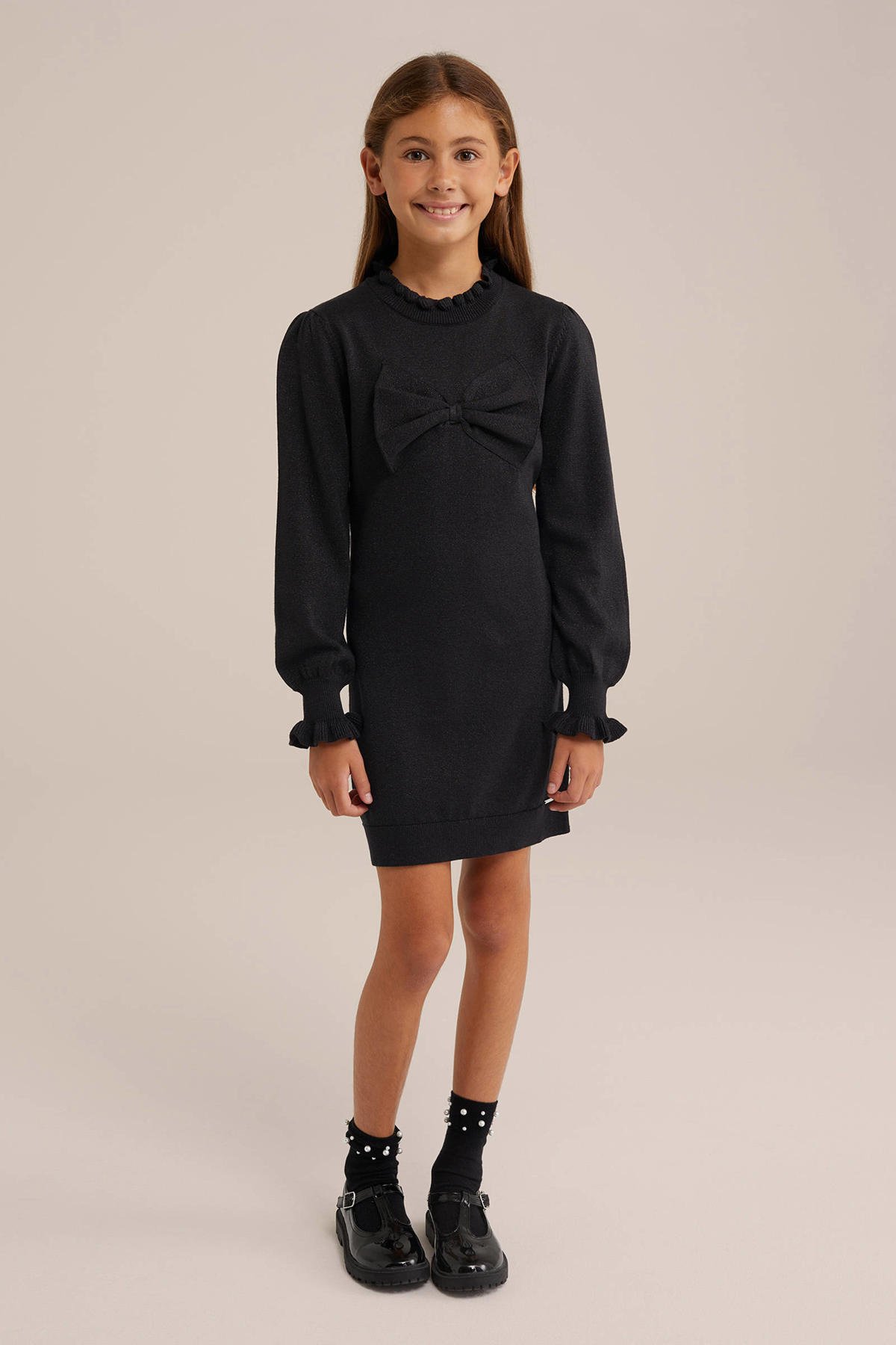 WE Fashion korte jurk glitter zwart wehkamp