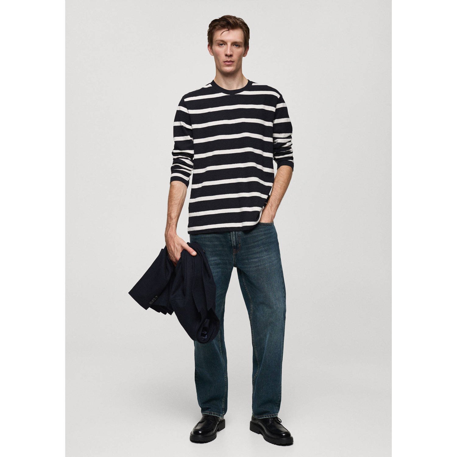 Mango Man gestreepte longsleeve marine