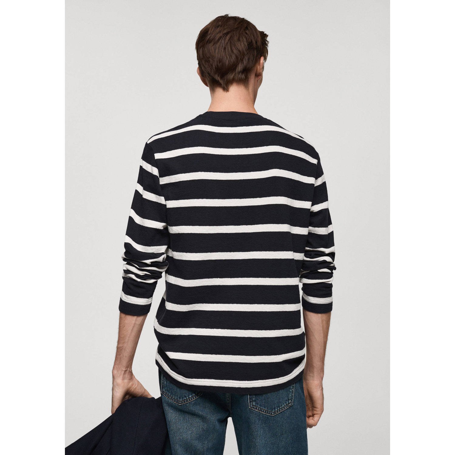 Mango Man gestreepte longsleeve marine