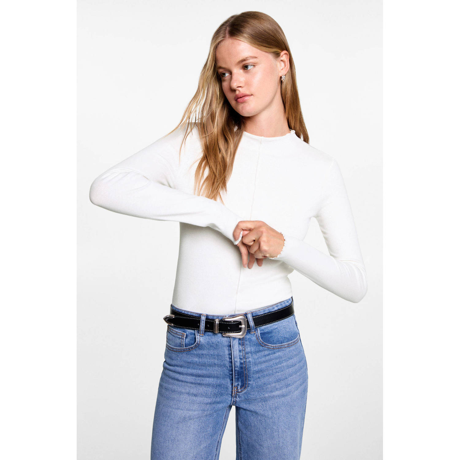 MANGO TEEN longsleeve naturel wit