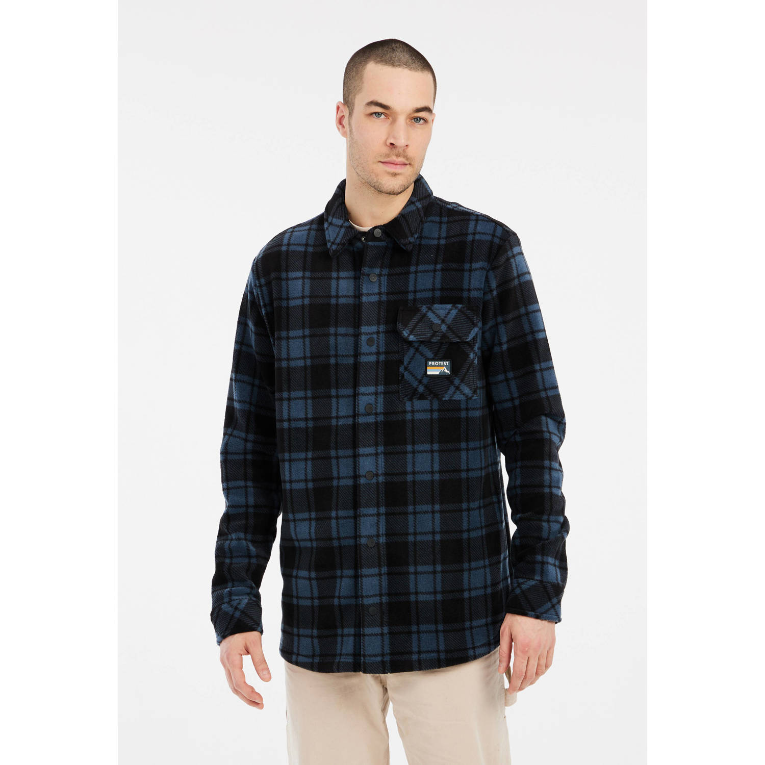 Protest geruit overshirt yale blue