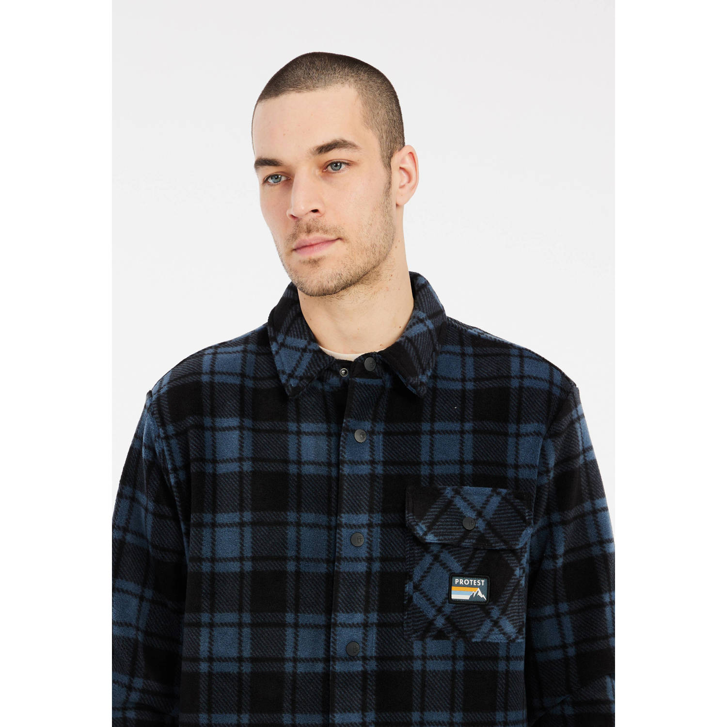 Protest geruit overshirt yale blue