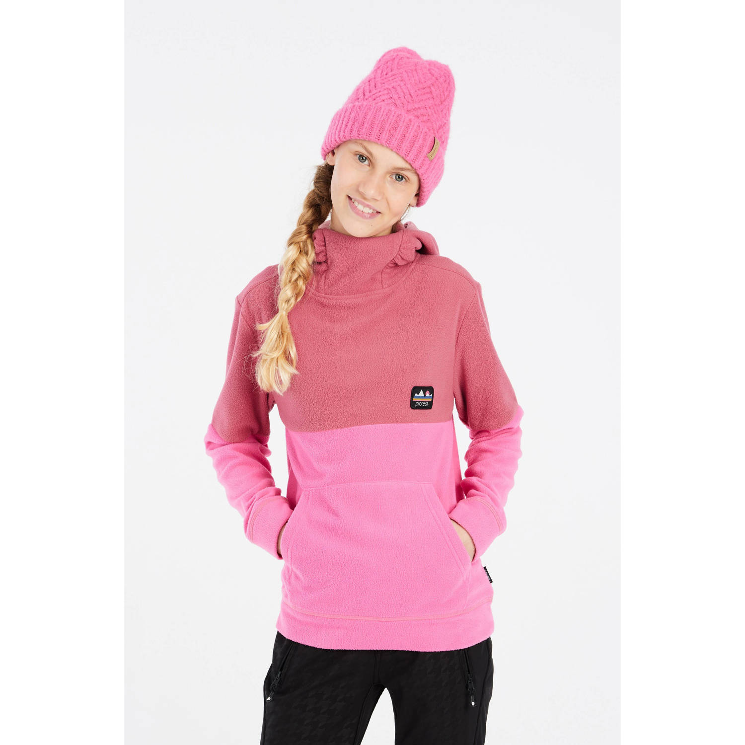 Protest hoodie felroze donkerroze