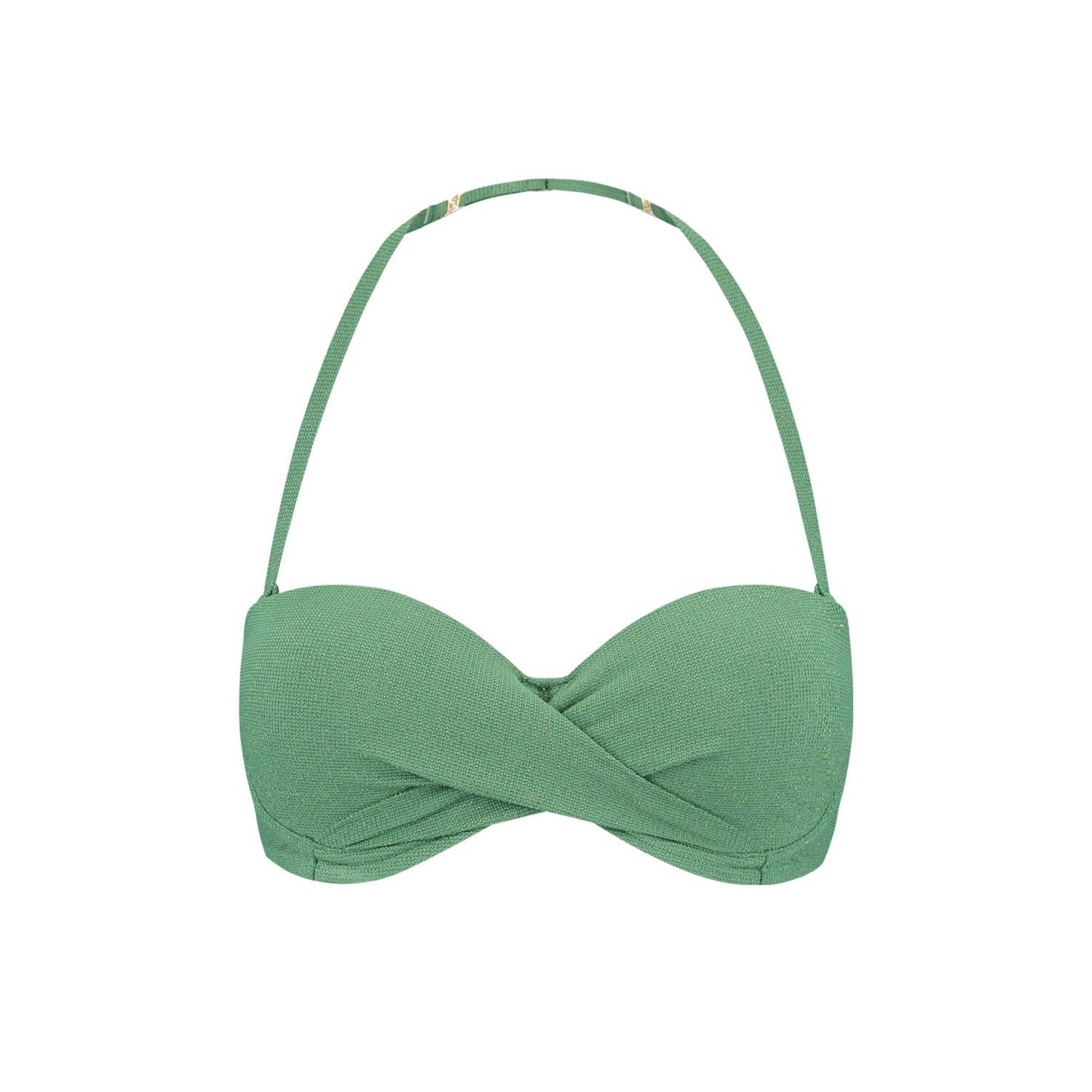 Beachlife voorgevormde strapless bandeau bikinitop met lurex groen