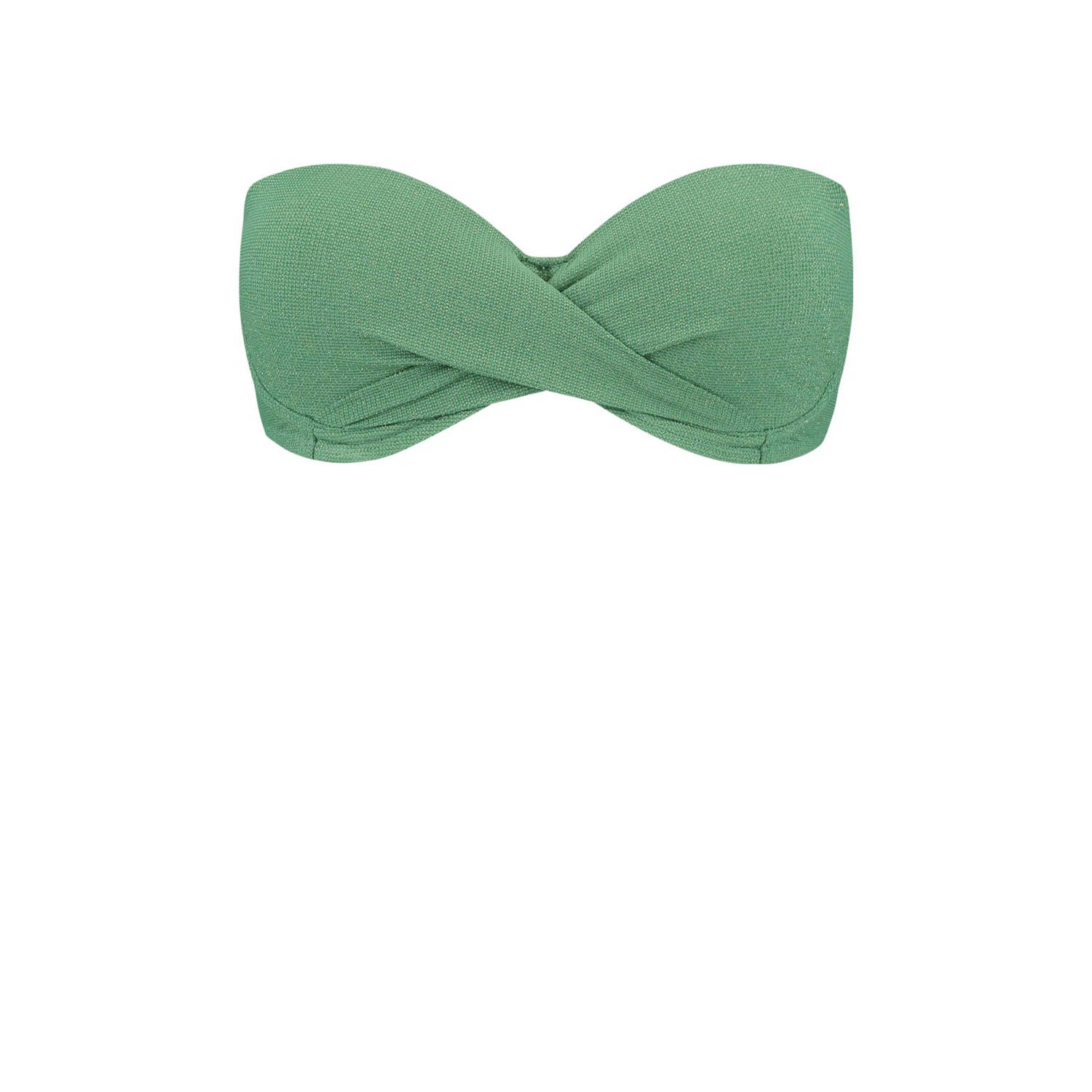 Beachlife voorgevormde strapless bandeau bikinitop met lurex groen