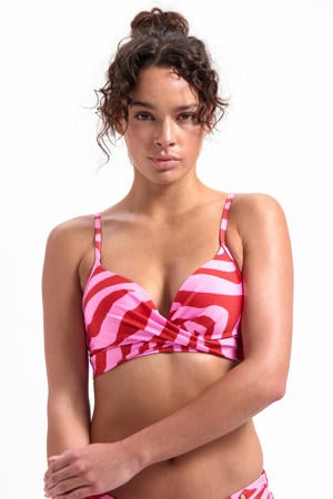 voorgevormde beugel bikinitop roze/rood
