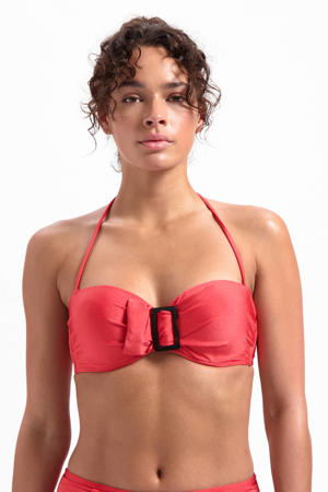 voorgevormde strapless bandeau bikinitop rood