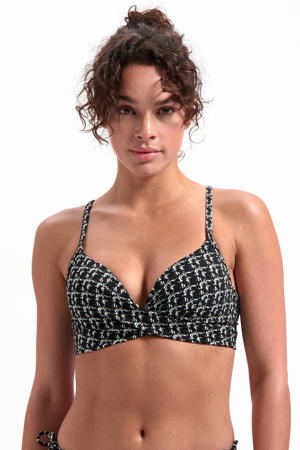 voorgevormde beugel bikinitop zwart/wit