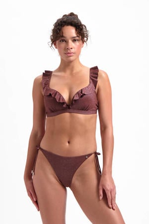 strik bikinibroekje met lurex bruin