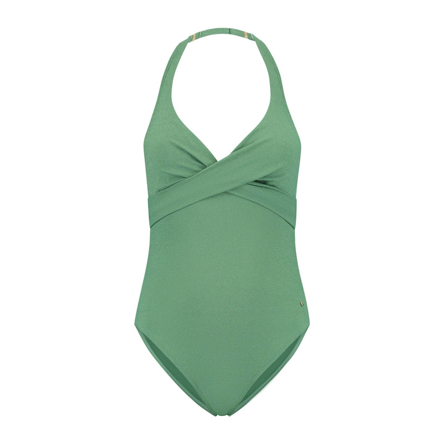 Beachlife halter badpak met lurex groen