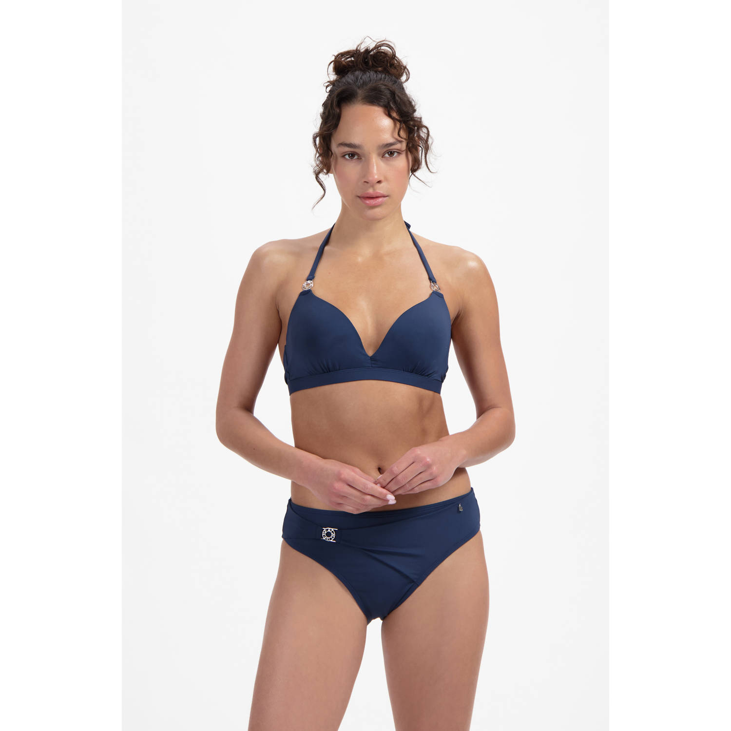 Beachlife voorgevormde halter bikinitop donkerblauw