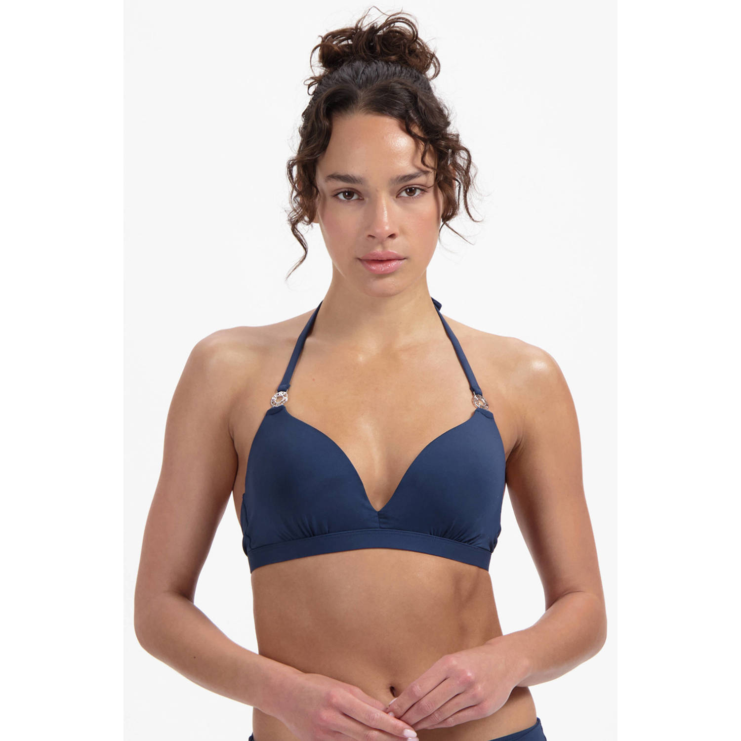 Beachlife voorgevormde halter bikinitop donkerblauw