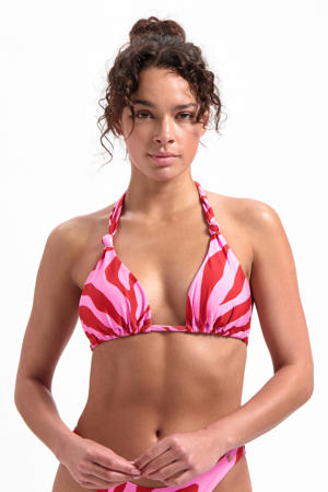 voorgevormde triangel bikinitop roze/rood