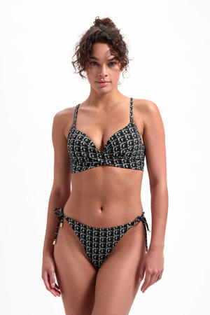 strik bikinibroekje met textuur zwart/wit