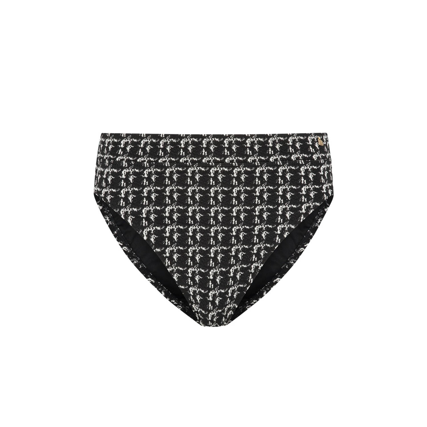Beachlife high waist bikinibroekje met textuur zwart wit
